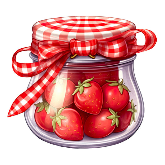 Strawberry Jam Jars Fabric Panel 4