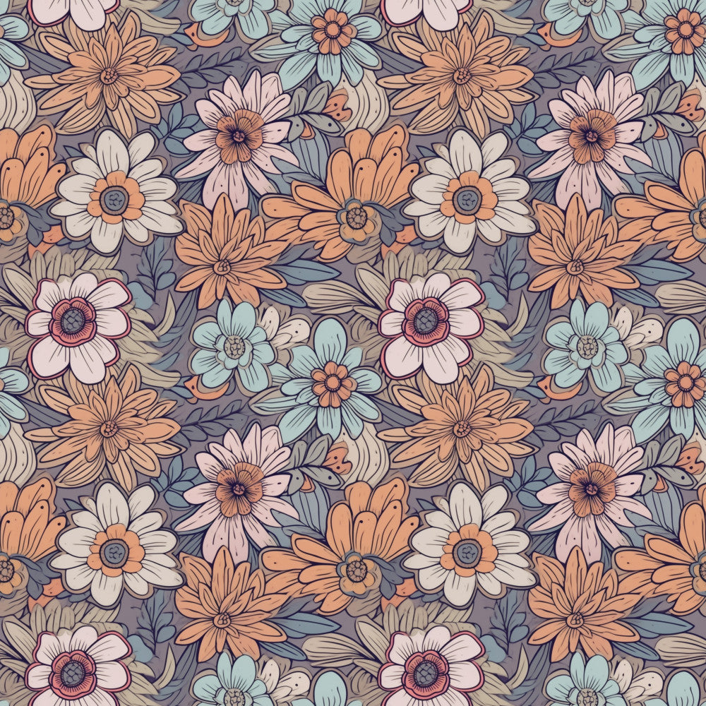 Tangerine Teal Reverie Pattern 7 Minky Fabric