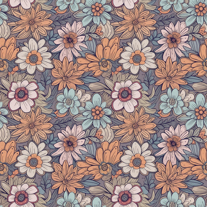 Tangerine Teal Reverie Pattern 7 Minky Fabric