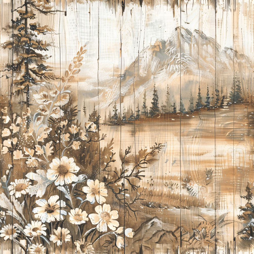 Yellowstone on Rustic Wood Fabric Panel 3