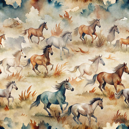 Galloping Mustangs Pattern 15 Minky Fabric