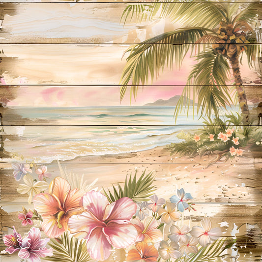 Tropical Beach Scenes Fabric Panel 10