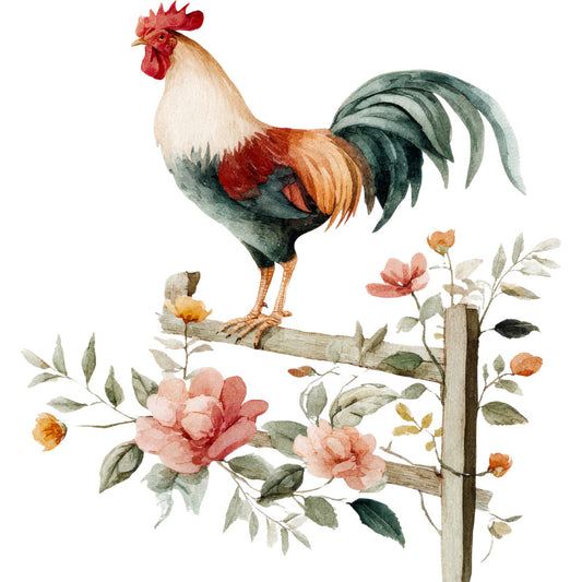 Farmhouse Chicken Decor Fabric Panel 14