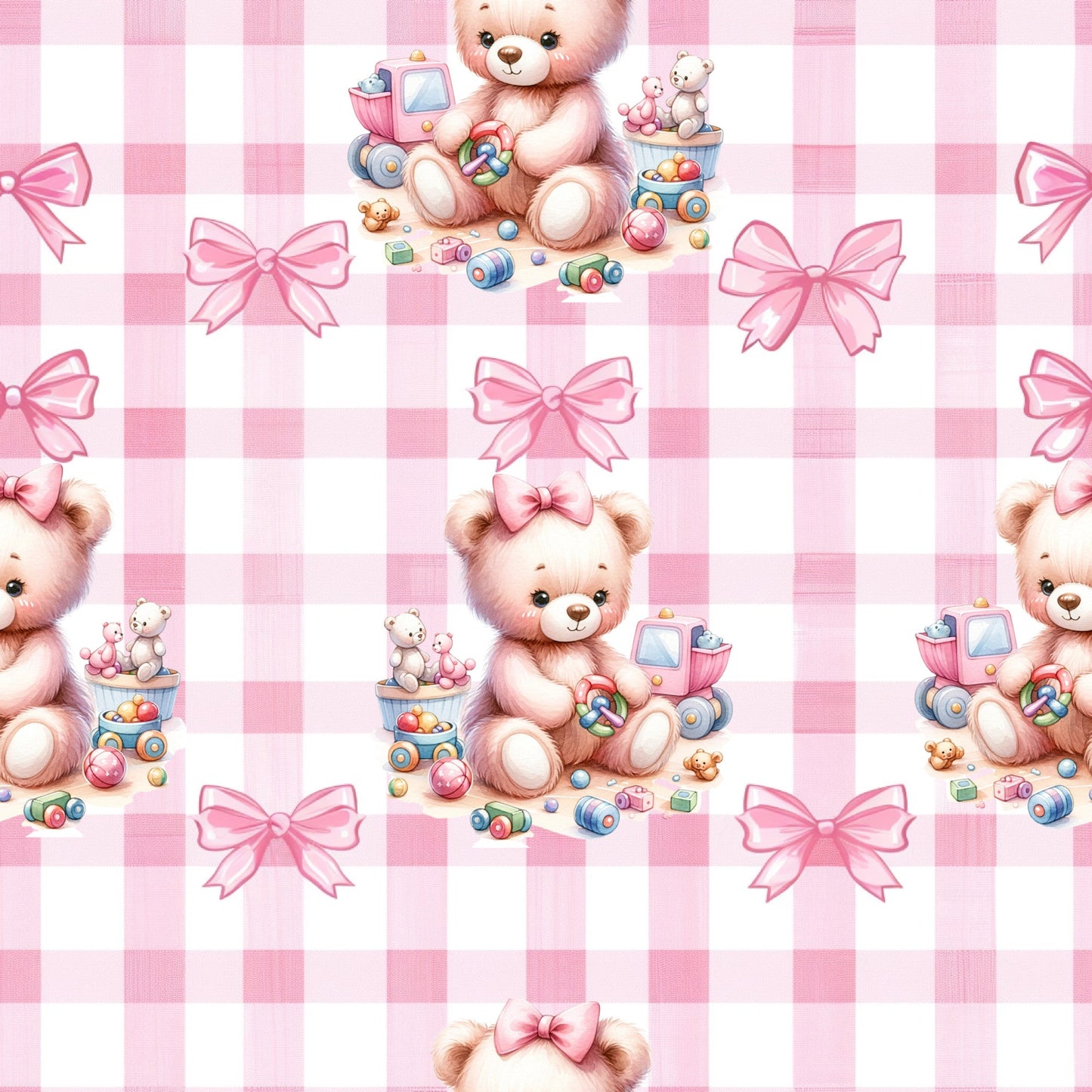 Pink Baby Teddy Bears Pattern 4 Quilting Cotton Fabric