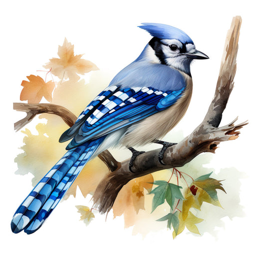 Blue Jay Bird Fabric Panel 2