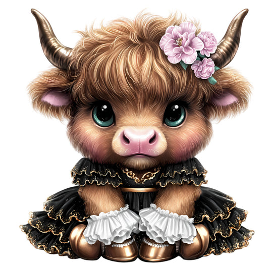Adorable Highland Cows Fabric Panel 25
