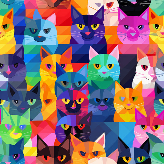 Cat Patchwork Pattern 3 Quilting Cotton Fabric