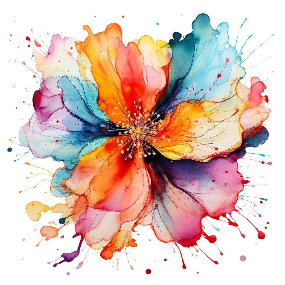 Alcohol Ink Flower Fabric Panel 8