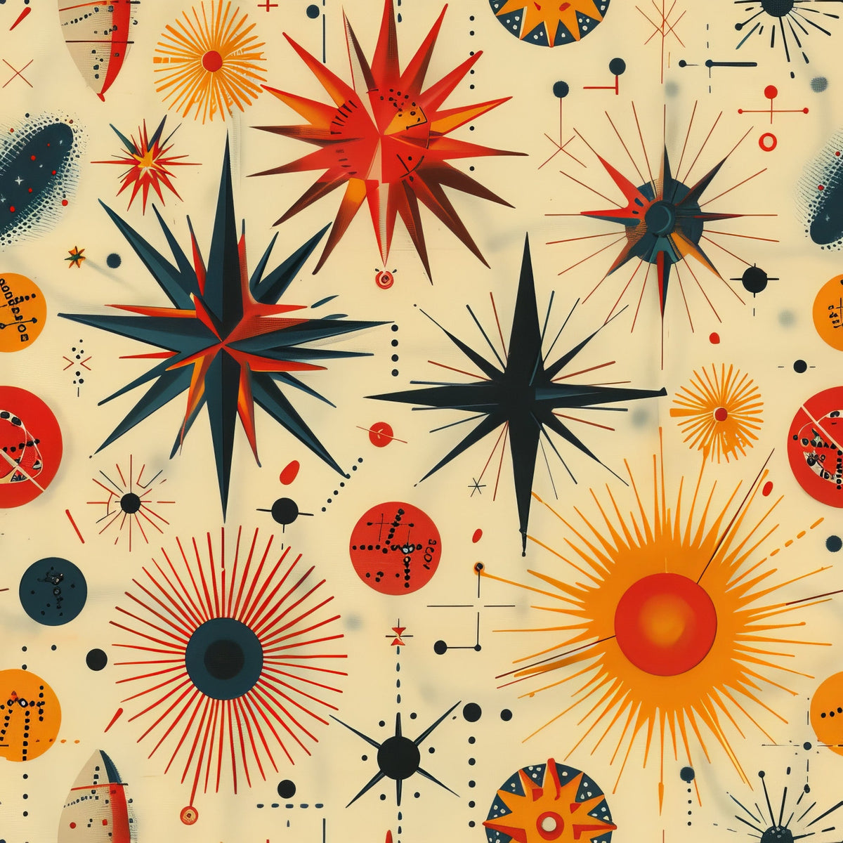 Midcentury Cosmos Pattern 1 Minky Fabric