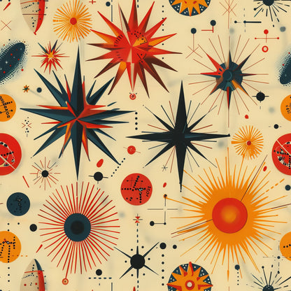 Midcentury Cosmos Pattern 1 Minky Fabric