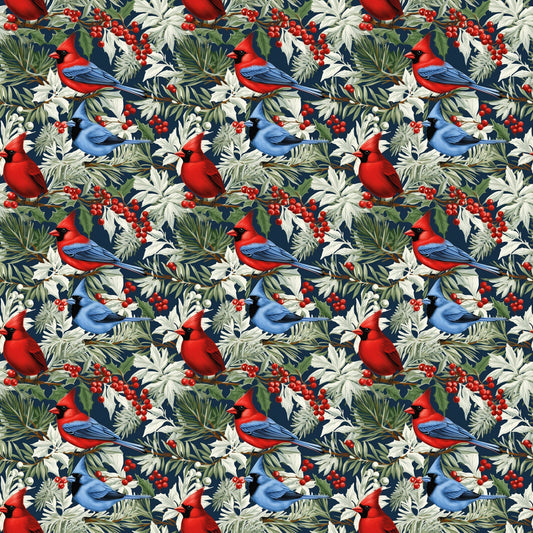 Allover Christmas Cardinals Pattern 1 Minky Fabric
