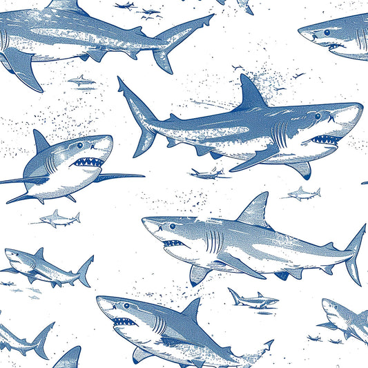 Sharks Circling Pattern 6 Quilting Cotton Fabric