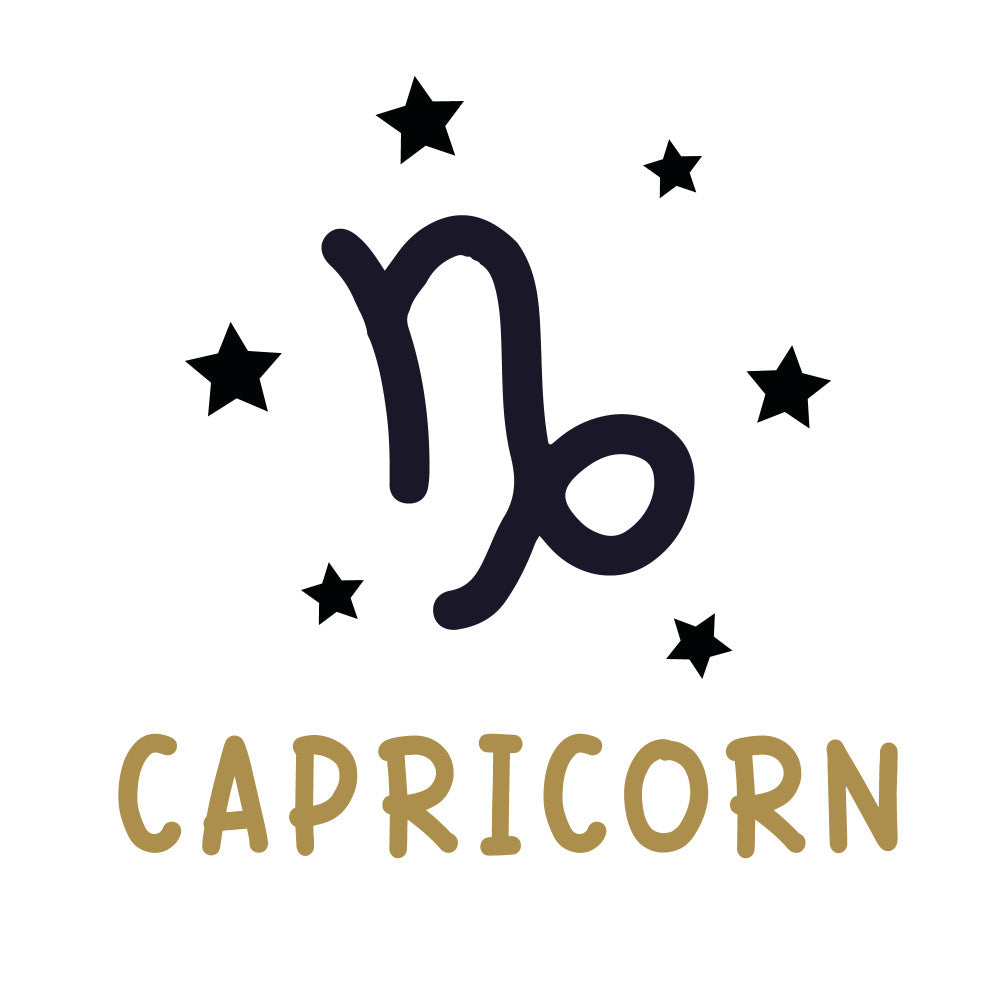 capricorn, zodiac, astrology, horoscope, stars, celestial, night sky, gold, navy blue, dark blue, black, constellation, goat symbol, astrological sign, zodiac sign, modern, contemporary, elegant, sophisticated, minimalist, whimsical, mystical, cosmic, spiritual, adult, home decor, wall hanging, apparel fabric, december, january