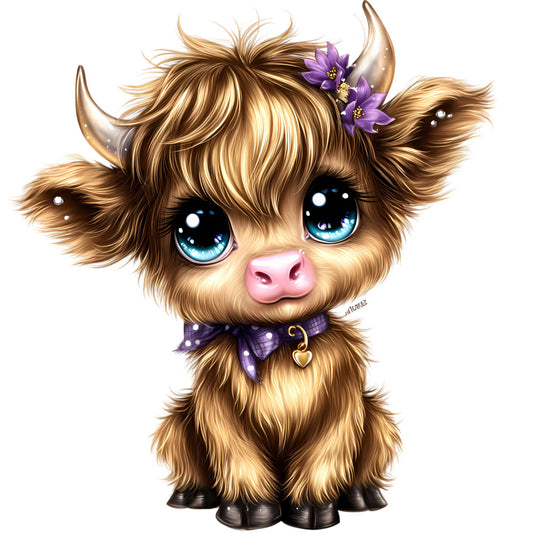 Adorable Highland Cows Fabric Panel 42