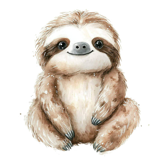 sloth, cute animals, woodland creatures, whimsical, children's, baby, nursery, tan, brown, cream, beige, taupe, soft colors, gentle, adorable, sleepy animal, nature-inspired, kids fabric, playful, illustration style, watercolor effect, friendly face, animal portrait, sweet design, toddler, infant, neutral colors, contemporary, charming