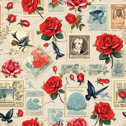 Postmarked Roses Pattern 13 Minky Fabric