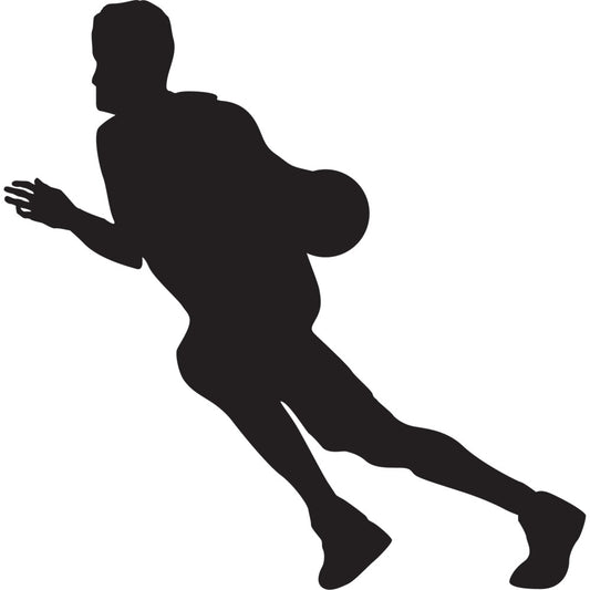 football, sports, athlete, silhouette, black, monochrome, modern, geometric, abstract, masculine, action, dynamic, touchdown, jersey, quarterback, running back, team sports, athletic wear, novelty, recreation, active lifestyle, game day, sports fan, player silhouette, bold, contemporary, high contrast, apparel print