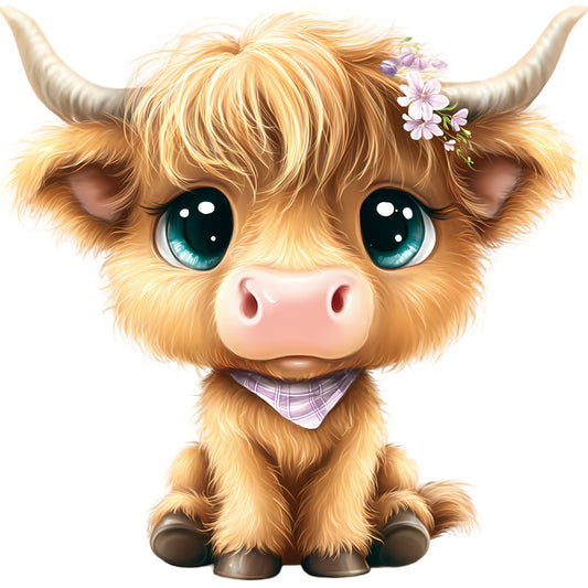 Adorable Highland Cows Fabric Panel 49