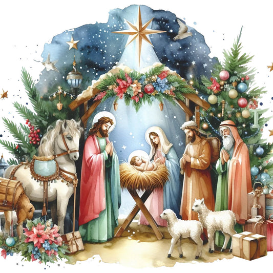 Detailed Christmas Nativity Scene Fabric Panel 19