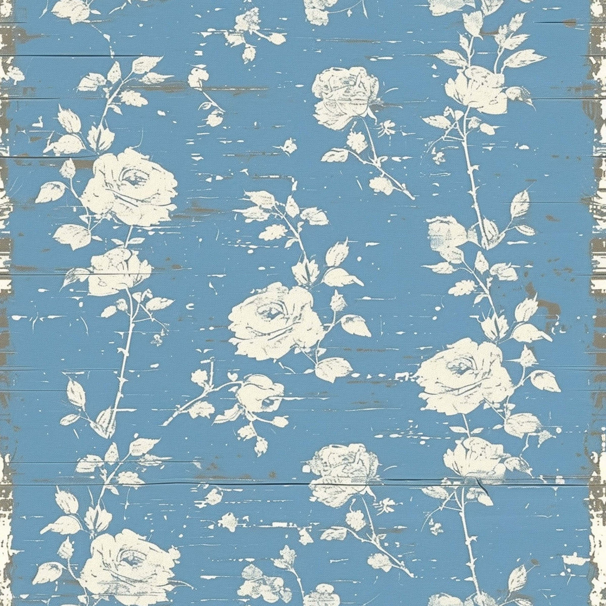 Faded Indigo Roses Pattern 18 Minky Fabric