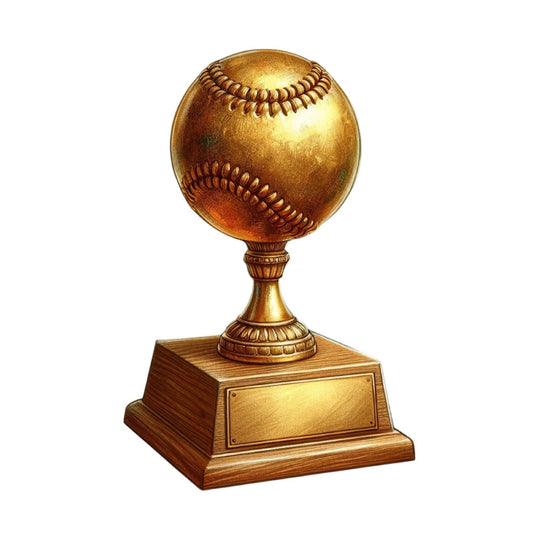 gold baseball, sports trophy, gold ball, bronze finish, metallic gold, baseball theme, sports motif, trophy base, wooden base, athletic awards, baseball stitching, sports memorabilia, gold metallic, bronze baseball, vintage trophy, awards decoration, sports collectible, baseball fan gift, masculine style, traditional trophy, elegant sports, commemorative award, baseball lover, athletic achievement, sports themed, gold tone, decorative trophy, classic design