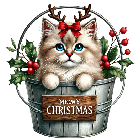 Meowy Christmas Fabric Panel 17