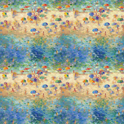 Impressionist Seaside Pattern 12 Minky Fabric
