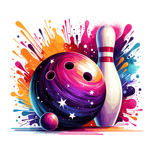 Watercolor Bowling Fabric Panel 9