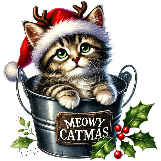 Meowy Christmas Fabric Panel 9