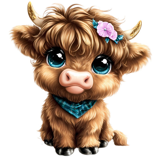 Adorable Highland Cows Fabric Panel 12