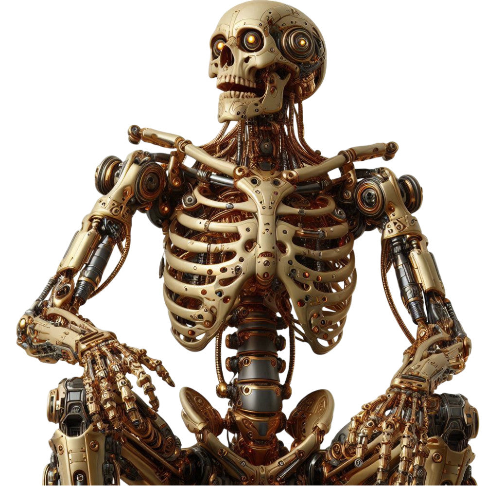 steampunk, mechanical, gears, cogs, industrial, brass, copper, gold, skeleton, skull, clockwork, vintage, retro, futuristic, sci-fi, science fiction, anatomical, robotic, metal, bronze, dark academia, gothic, mechanical gears, intricate details, detailed design, complex pattern, male figure, anatomical study, industrial style, steampunk aesthetic