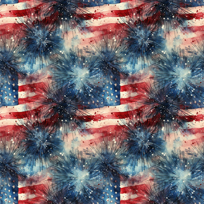 Patriotic Grunge Pattern 9 Quilting Cotton Fabric