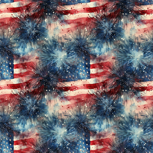 Patriotic Grunge Pattern 9 Quilting Cotton Fabric