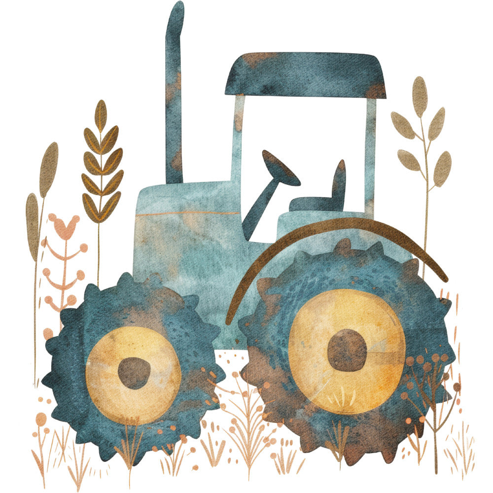 Watercolor Farm Fabric Panel 37