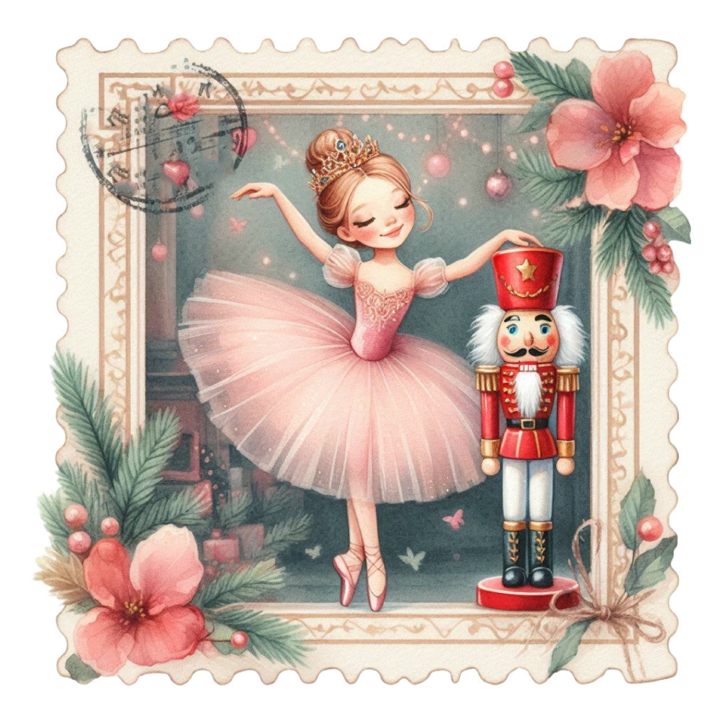 Nutcracker Postage Stamps Fabric Panel 3
