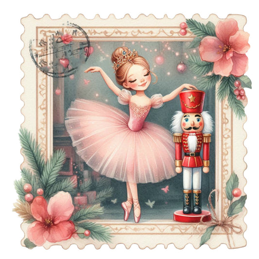 Nutcracker Postage Stamps Fabric Panel 3