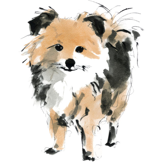 Handdrawn Doodle Dog Fabric Panel 15