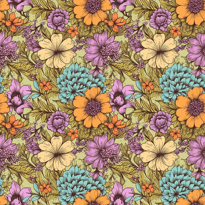 Tangerine Teal Reverie Pattern 9 Minky Fabric