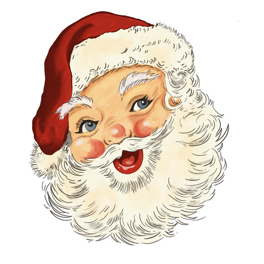 Vintage Santa Head Fabric Panel 1