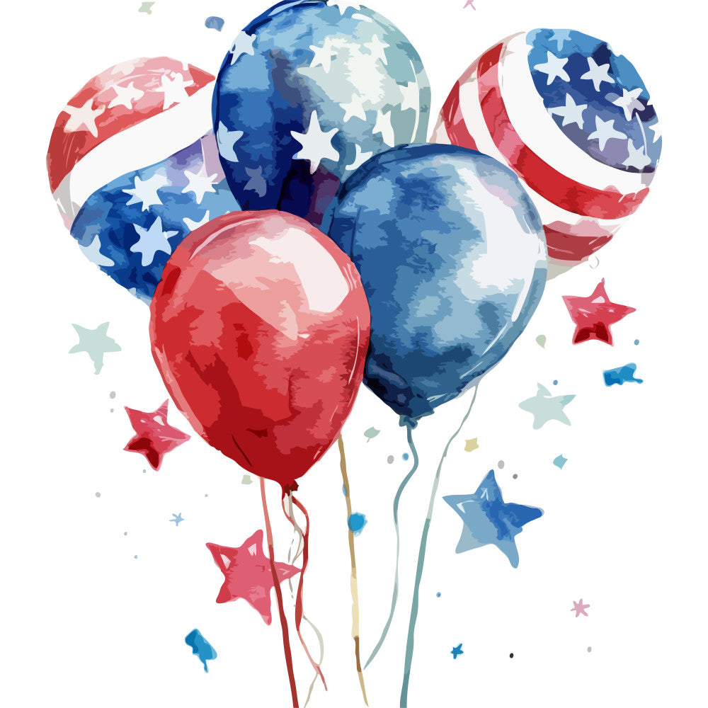 Watercolor 4th of July Fabric Panel 16