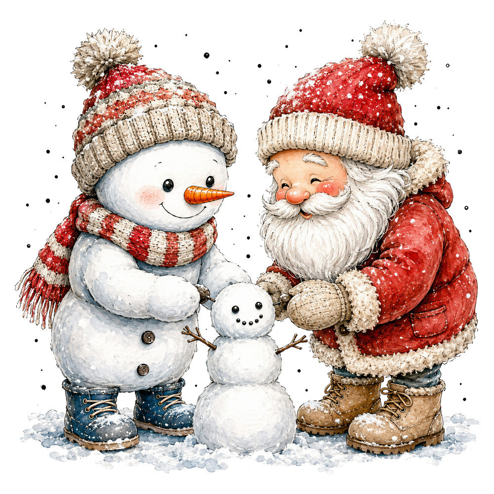 christmas, holiday, santa, snowman, winter, red and white, cream, beige, tan, navy blue, festive, whimsical, cheerful, nostalgic, vintage, traditional, snow, snowflakes, jolly, family, children, cute, charming, decorative, seasonal, cold weather, joy, celebration, timeless