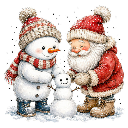 christmas, holiday, santa, snowman, winter, red and white, cream, beige, tan, navy blue, festive, whimsical, cheerful, nostalgic, vintage, traditional, snow, snowflakes, jolly, family, children, cute, charming, decorative, seasonal, cold weather, joy, celebration, timeless