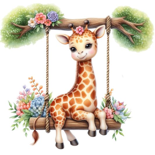Cute Baby Giraffe Fabric Panel 25