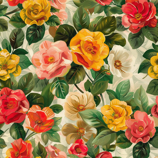 Realistic Flower Patch Pattern 10 Quilting Cotton Fabric