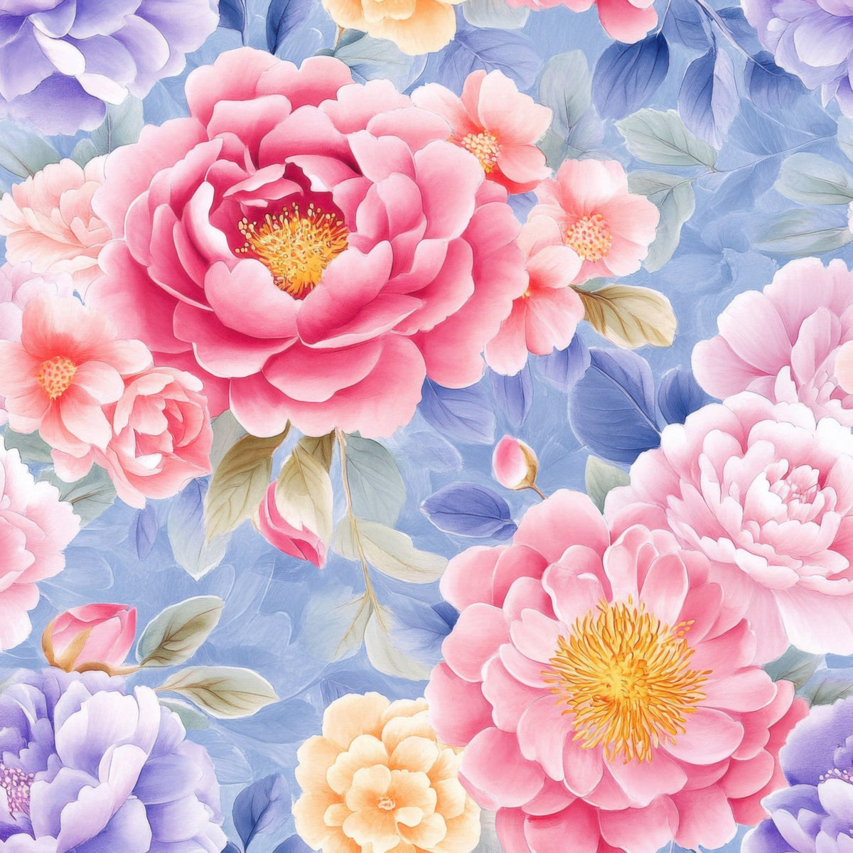 Watercolor Petal Garden Pattern 1 Minky Fabric