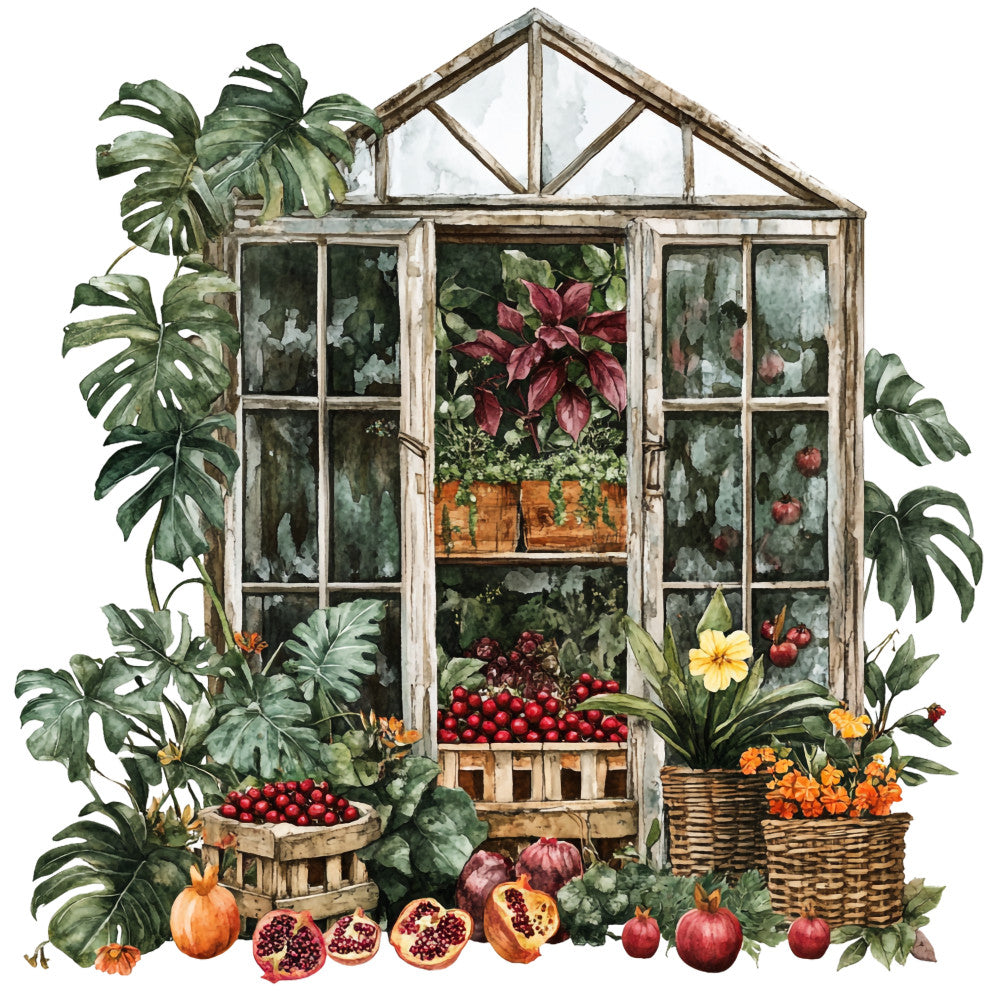 Watercolor Greenhouse Fabric Panel 24