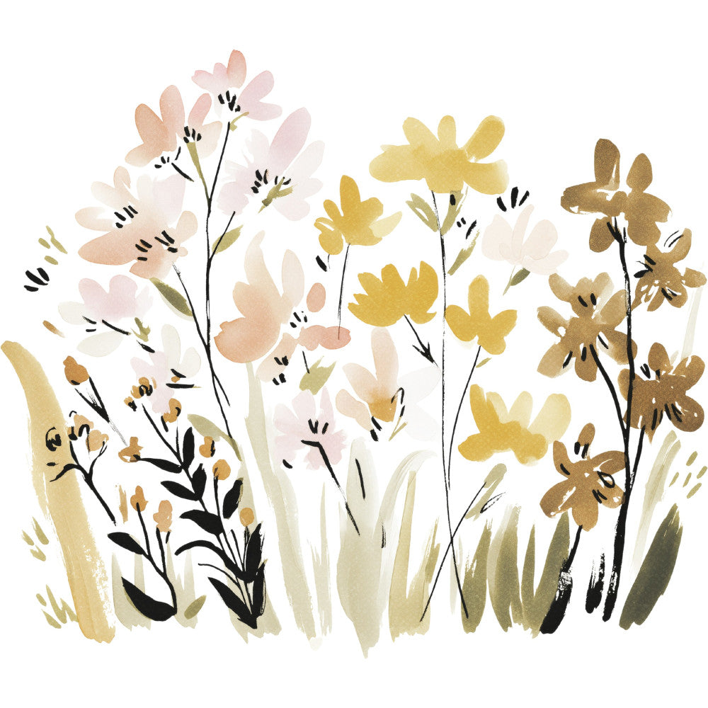 watercolor flowers, botanical, floral, pastel pink, soft yellow, sage green, cream, beige, tan, brown, nature, wildflowers, garden flowers, spring, summer, whimsical, modern botanical, hand painted style, delicate florals, soft colors, neutral tones, artistic, contemporary, wall art, home decor, feminine, nature inspired, botanical illustration, mixed florals, loose flowers