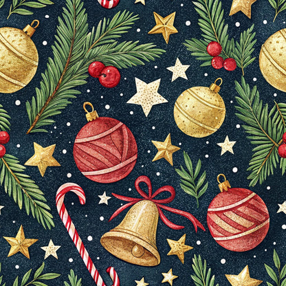 Christmas Ornaments Pattern 3 Quilting Cotton Fabric