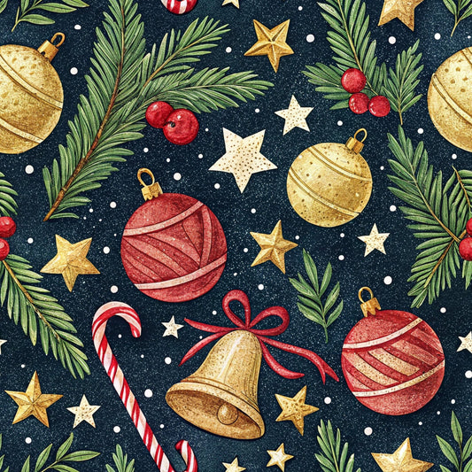 Christmas Ornaments Pattern 3 Quilting Cotton Fabric