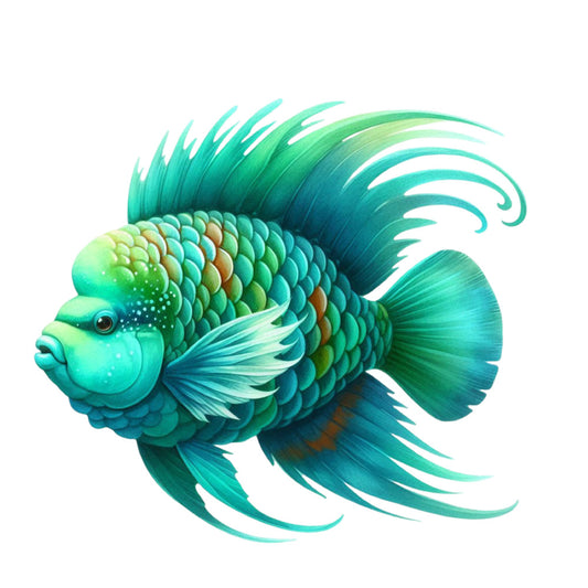 Watercolor Sea Fish Fabric Panel 19